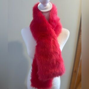 J.Crew Hot Pink Faux Fur Scarf (Like New)